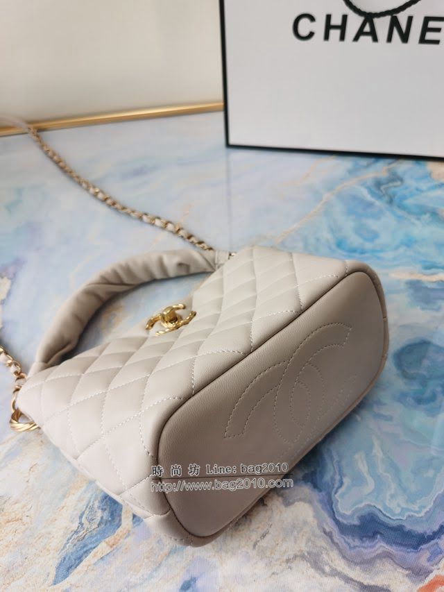 Chanel女包 香奈兒專櫃最新款羊皮金屬鏈條裝飾把柄桶包 Chanel手拎斜挎鏈條包  djc4146